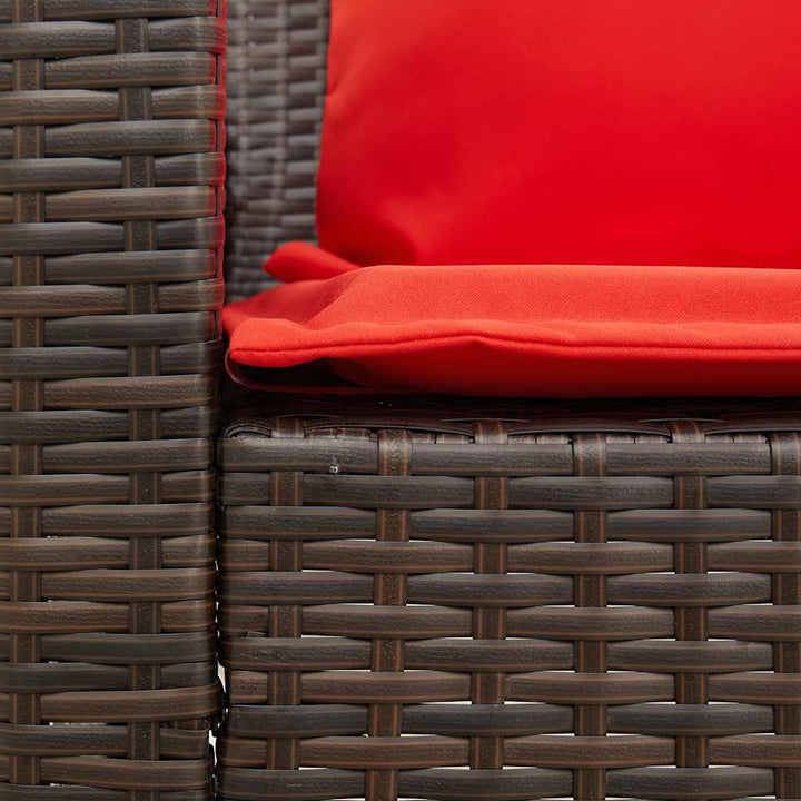 5-personers havesofa med hynder polyrattan brun