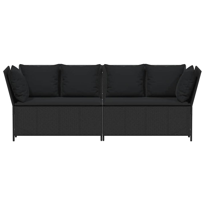 havesofa med hynder polyrattan sort