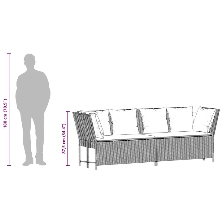 havesofa med hynder polyrattan beige