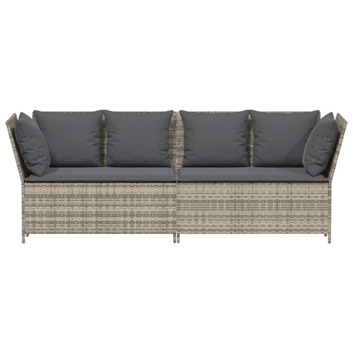 havesofa med hynder polyrattan lysegrå