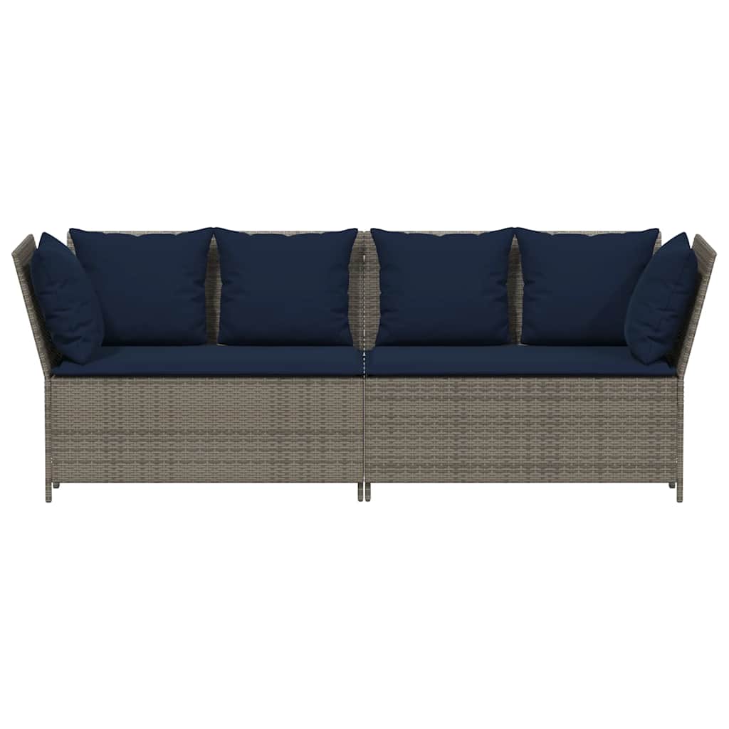 havesofa med hynder polyrattan grå
