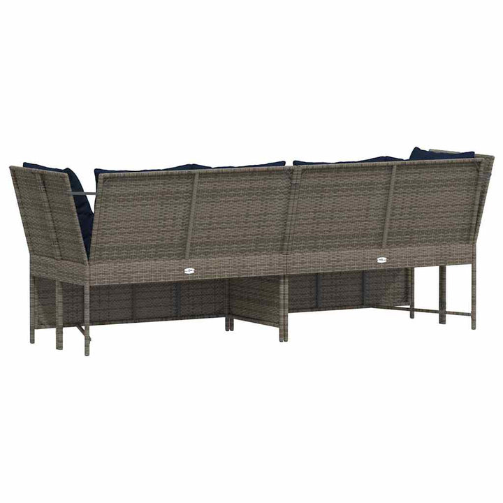 havesofa med hynder polyrattan grå
