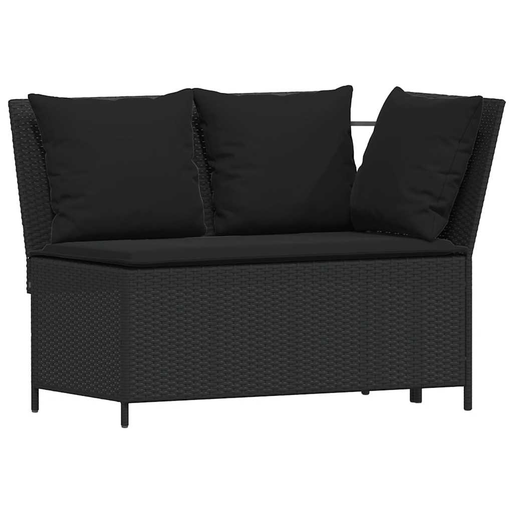 spisebordssæt til haven 4 dele med hynder polyrattan sort