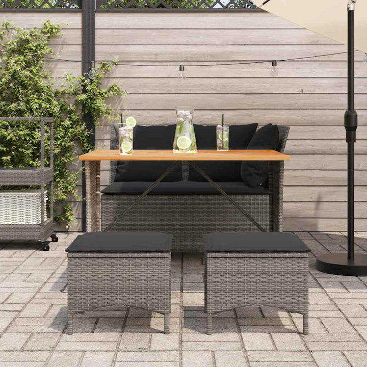 spisebordssæt til haven 4 dele med hynder polyrattan grå