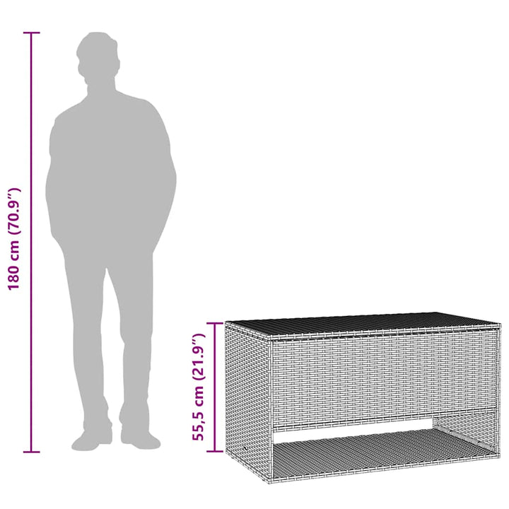 udendørs hyndeboks 100x55x55,5 cm polyrattan grå