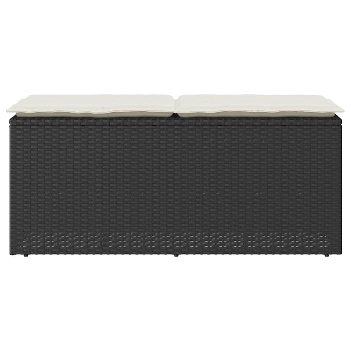havebænk med hynde 110x40x44 cm polyrattan sort