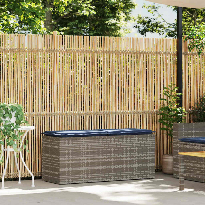 havebænk med hynde 110x40x44 cm polyrattan grå