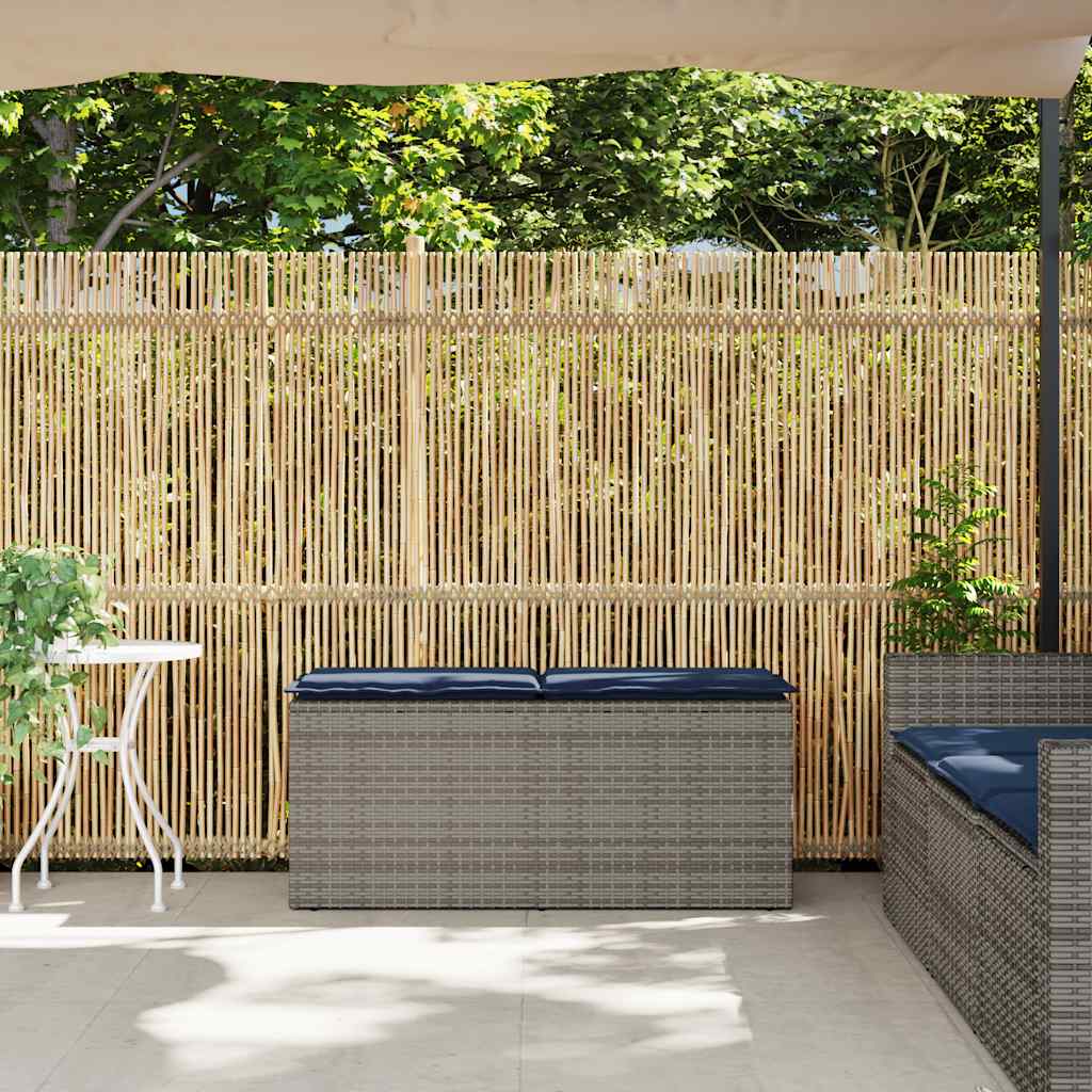 havebænk med hynde 110x40x44 cm polyrattan grå