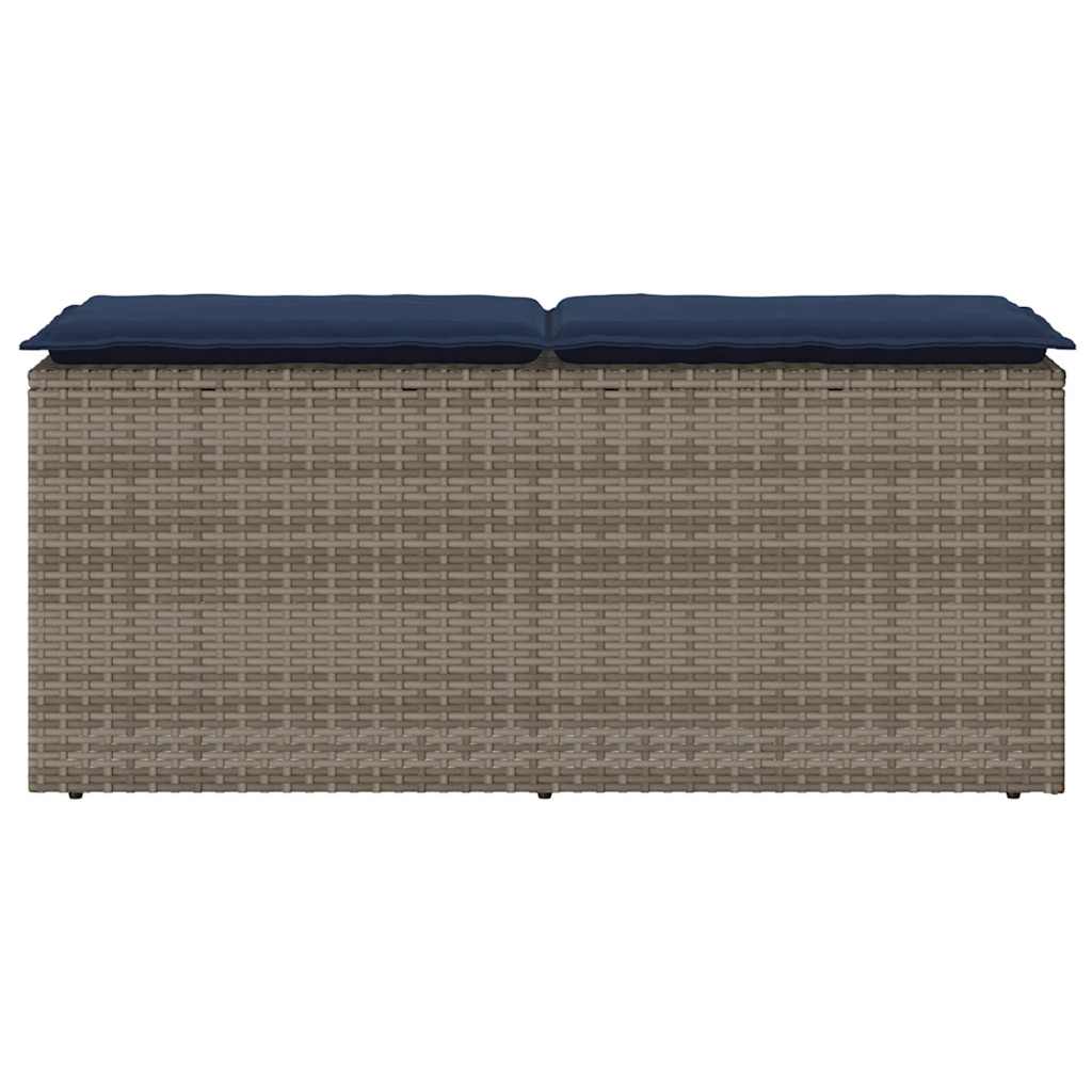 havebænk med hynde 110x40x44 cm polyrattan grå