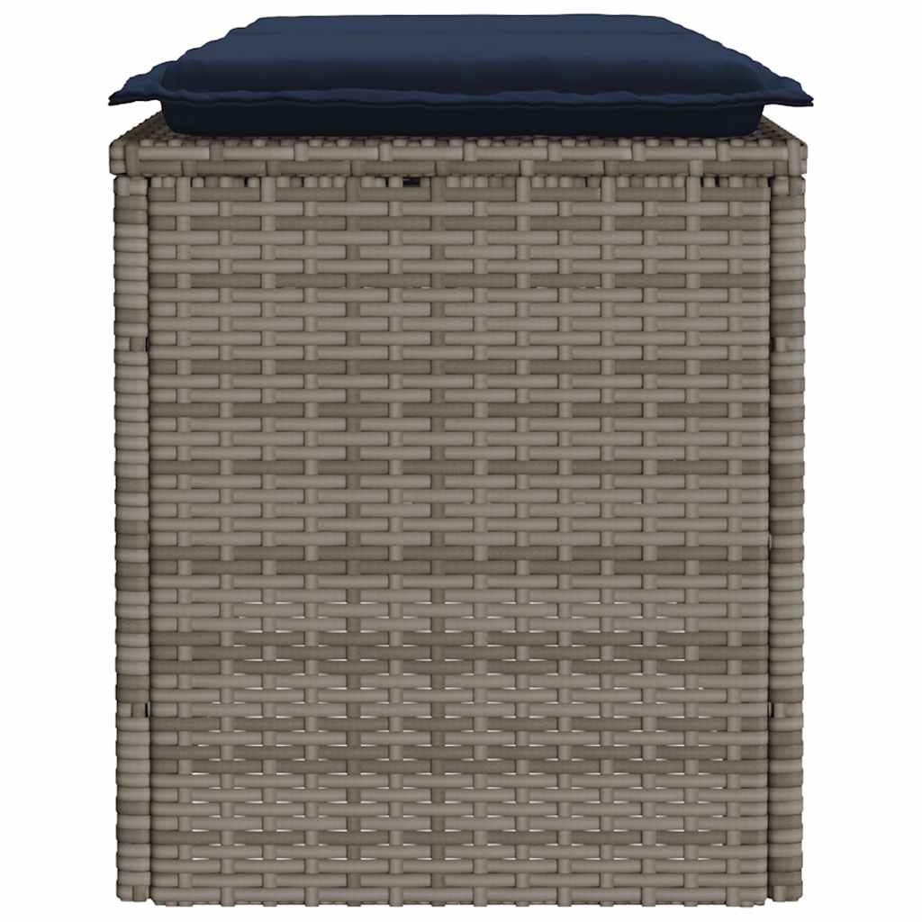 havebænk med hynde 110x40x44 cm polyrattan grå