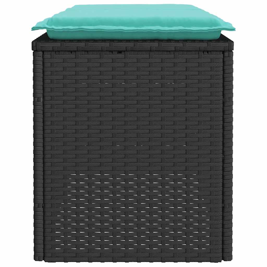 havebænk med hynde 110x40x44 cm polyrattan sort