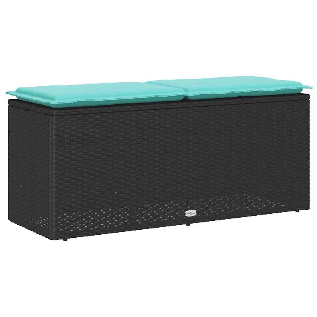 havebænk med hynde 110x40x44 cm polyrattan sort