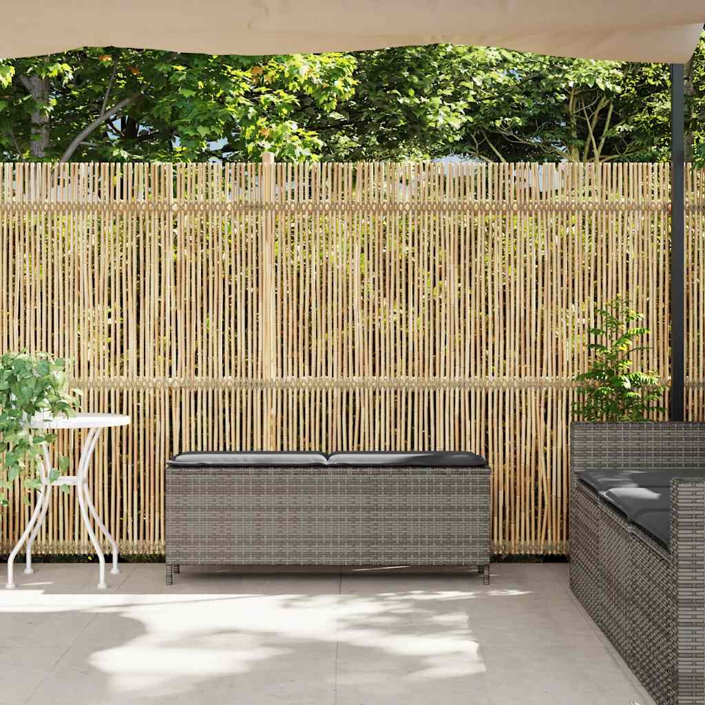 havebænk med hynde 110x30x40,5 cm polyrattan grå