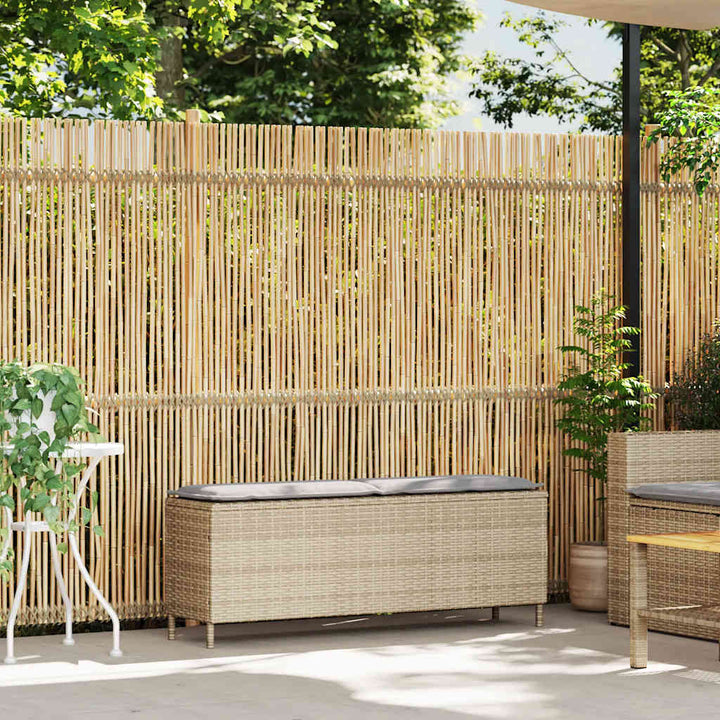 havebænk med hynde 110x30x40,5 cm polyrattan beige