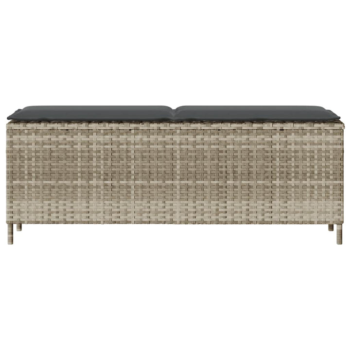 havebænk med hynde 110x30x40,5 cm polyrattan lysegrå