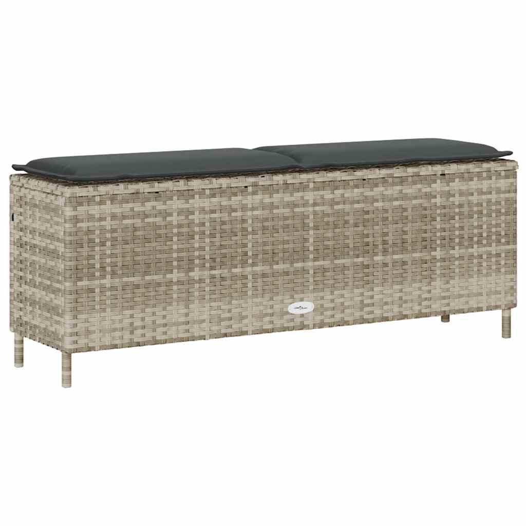 havebænk med hynde 110x30x40,5 cm polyrattan lysegrå