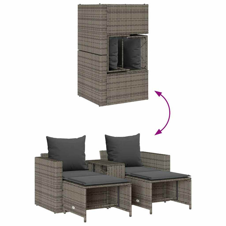 sofasæt til haven 5 dele med hynder stabelbar polyrattan grå