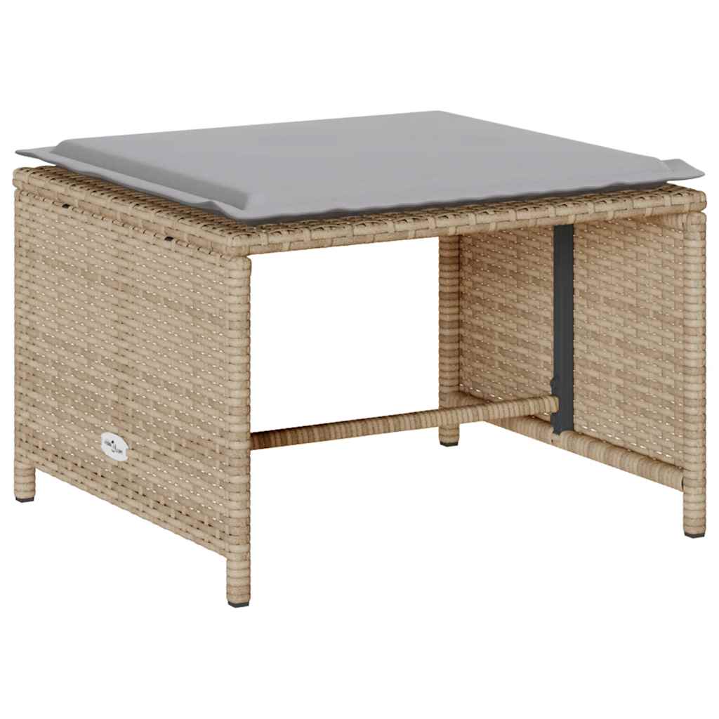 sofasæt til haven 5 dele med hynder stabelbar polyrattan beige