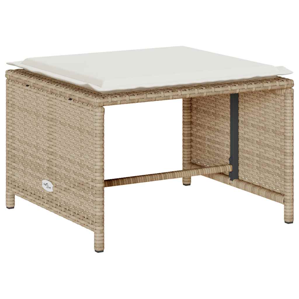 sofasæt til haven 5 dele med hynder stabelbar polyrattan beige