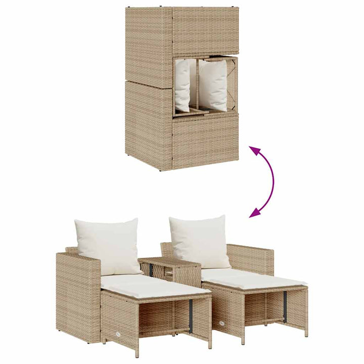 sofasæt til haven 5 dele med hynder stabelbar polyrattan beige