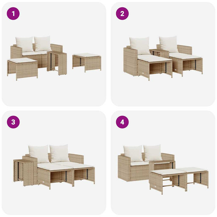 sofasæt til haven 5 dele med hynder stabelbar polyrattan beige