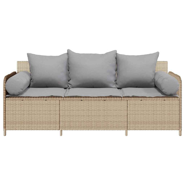 3-personers havesofa med hynder polyrattan beige