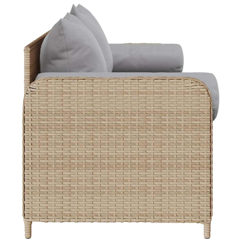 3-personers havesofa med hynder polyrattan beige