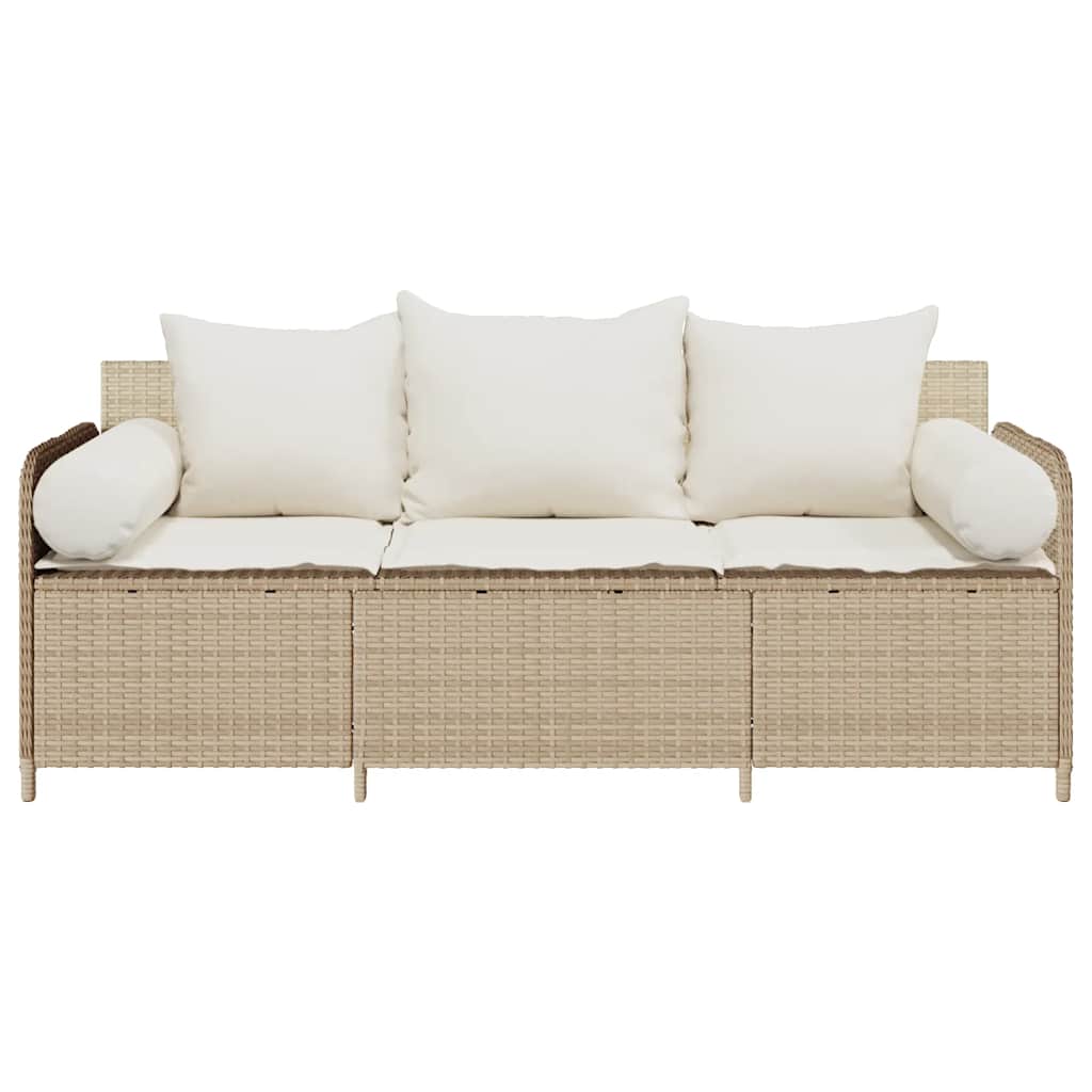 3-personers havesofa med hynder polyrattan beige