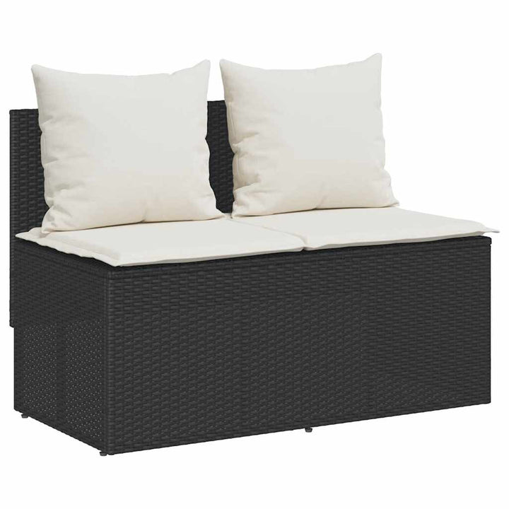 spisebordssæt til haven 3 dele med hynder polyrattan sort