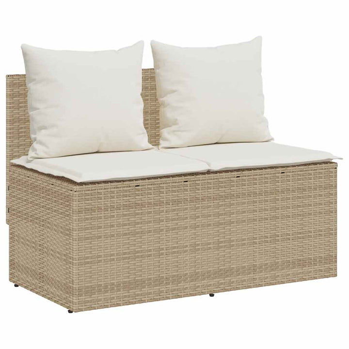 spisebordssæt til haven 3 dele med hynder polyrattan beige