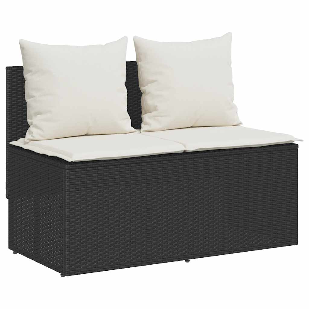 spisebordssæt til haven 3 dele med hynder polyrattan sort