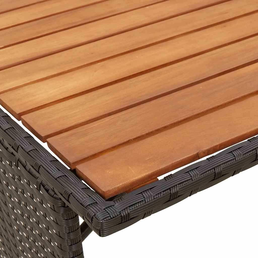 spisebordssæt til haven 3 dele med hynder polyrattan sort