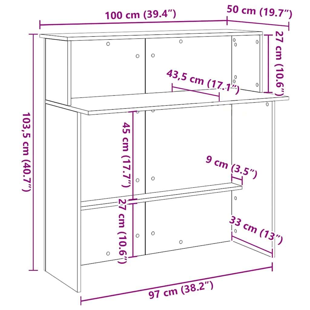 receptionsskranke 100x50x103,5 cm konstrueret træ