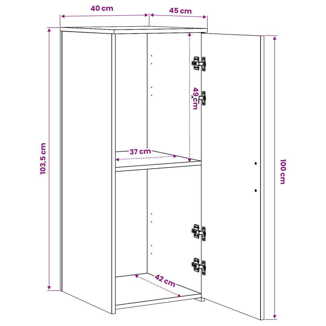 opbevaringsskab hvid 40x45x103,5 cm konstrueret træ