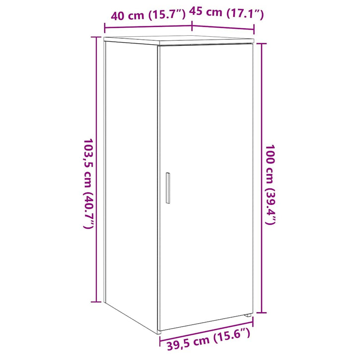 opbevaringsskab 40x45x103,5 cm konstrueret træ antikt træ