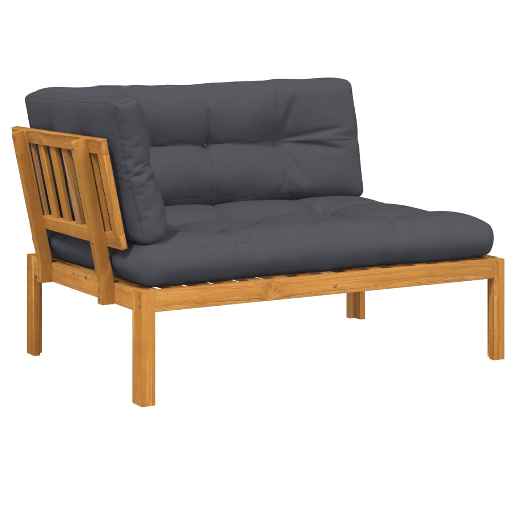 hjørnemodul til pallesofa med hynder massivt akacietræ