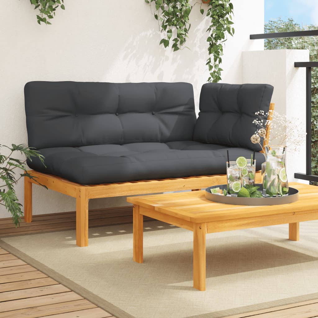 hjørnemodul til pallesofa med hynder massivt akacietræ