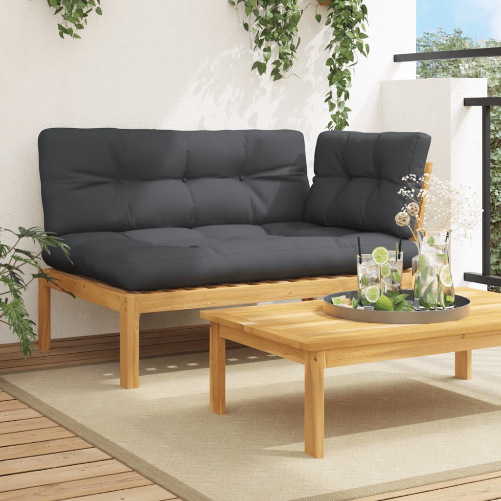hjørnemodul til pallesofa med hynder massivt akacietræ