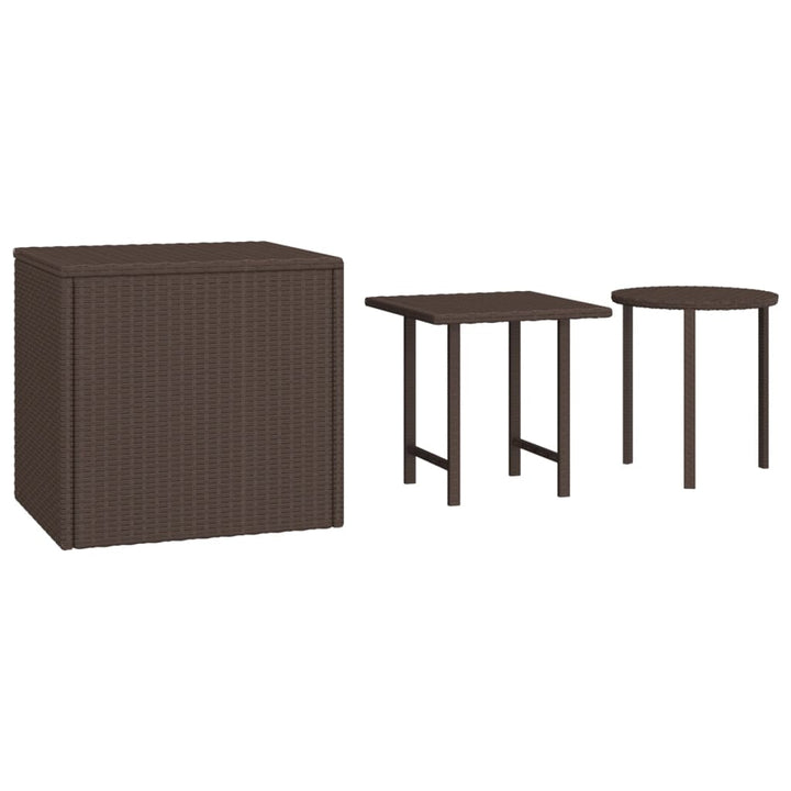 sideborde 3 stk. til haven polyrattan brun