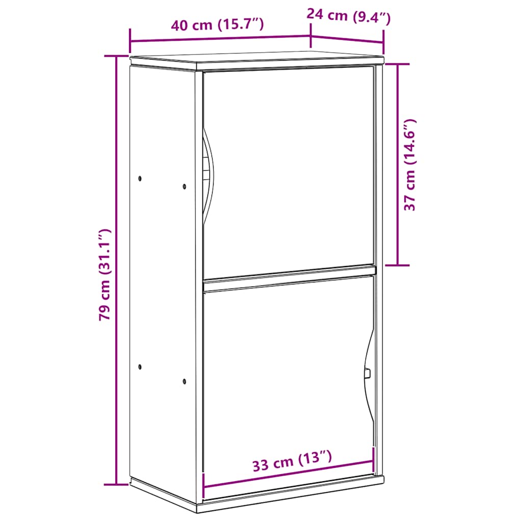 sideskab ODDA 40x24x79 cm massivt fyrretræ hvid