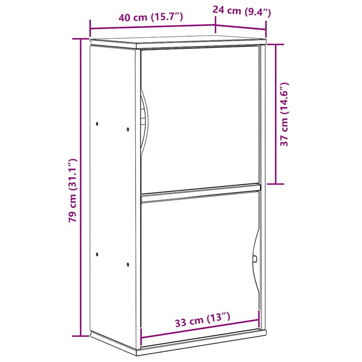 sideskab ODDA 40x24x79 cm massivt fyrretræ hvid