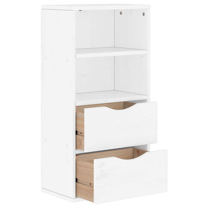 sideskab ODDA med skuffer 40x24x79 cm massivt fyrretræ hvid