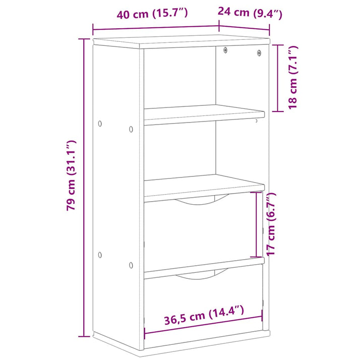 sideskab ODDA med skuffer 40x24x79 cm massivt fyrretræ hvid