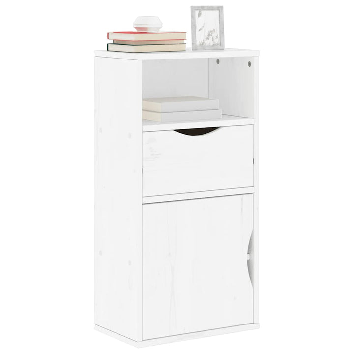 sideskab ODDA med skuffe 40x24x79 cm massivt fyrretræ hvid