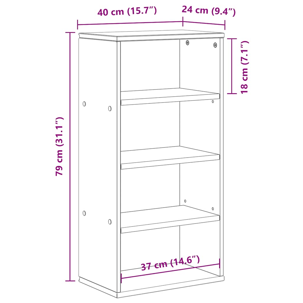 sideskab ODDA 40x24x79 cm massivt fyrretræ