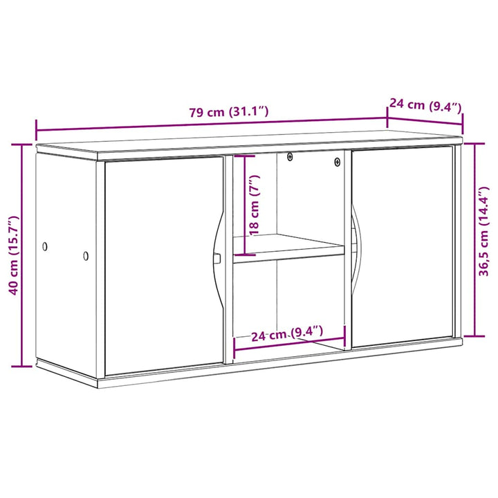TV-skab ODDA 79x24x40 cm massivt fyrretræ