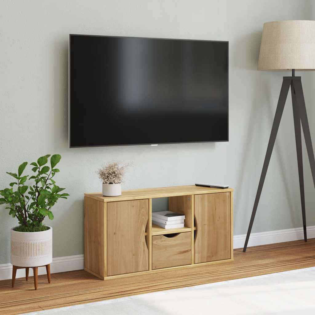 TV-skab ODDA med skuffe 79x24x40 cm massivt fyrretræ