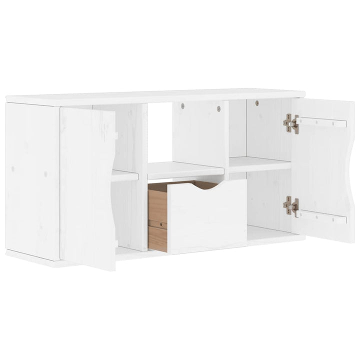 TV-skab ODDA med skuffe 79x24x40 cm massivt fyrretræ hvid