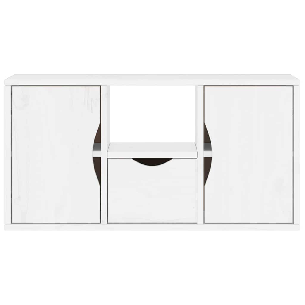 TV-skab ODDA med skuffe 79x24x40 cm massivt fyrretræ hvid