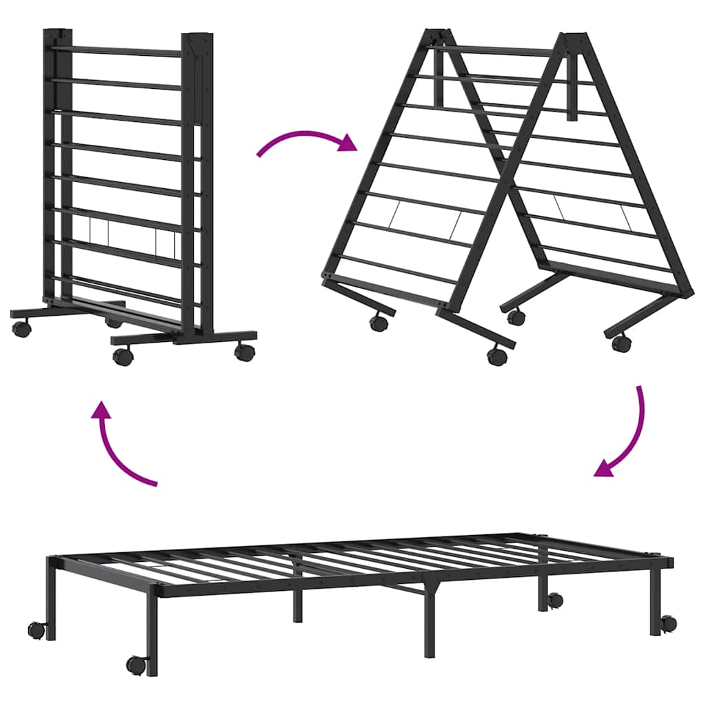 sengeramme uden madras foldbare 75x190 cm stål sort